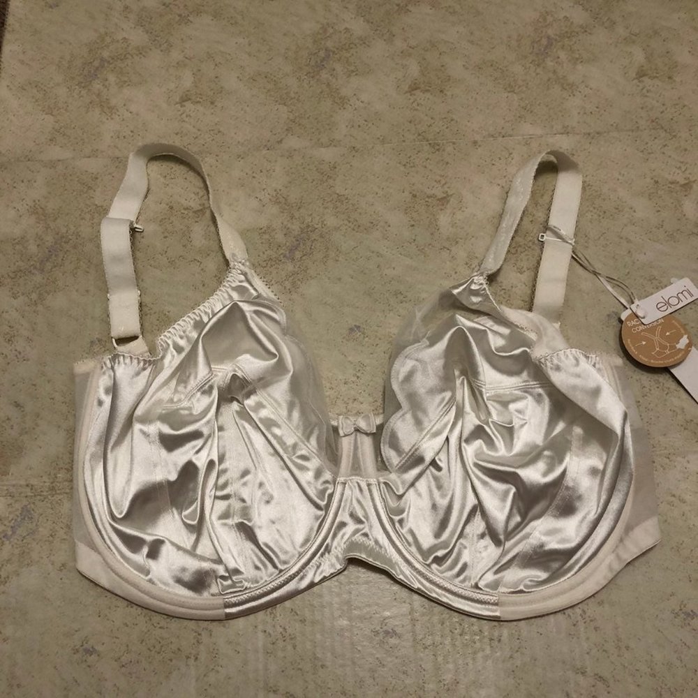 NWT ELOMI 34K UK, US 34O WHITE SILKY BRA